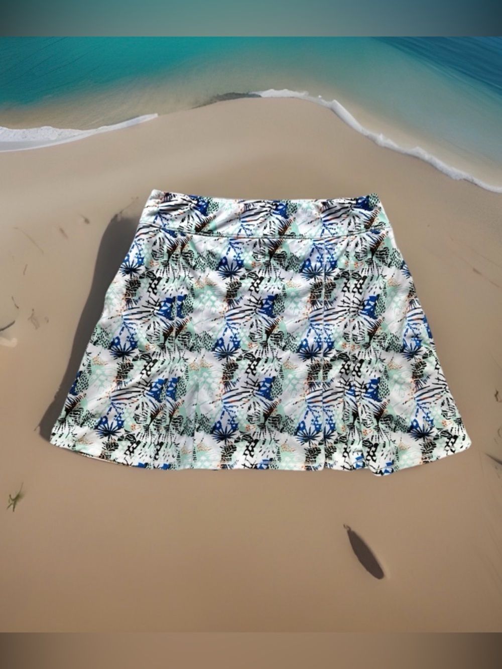Bermuda Sands S Golf Tennis Skirt Inner Shorts Multicolor Palm Leaf Skort NWT